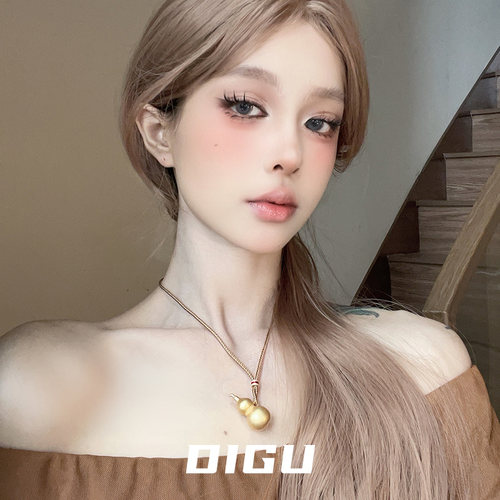 新中式简约百搭金色葫芦吊坠项链