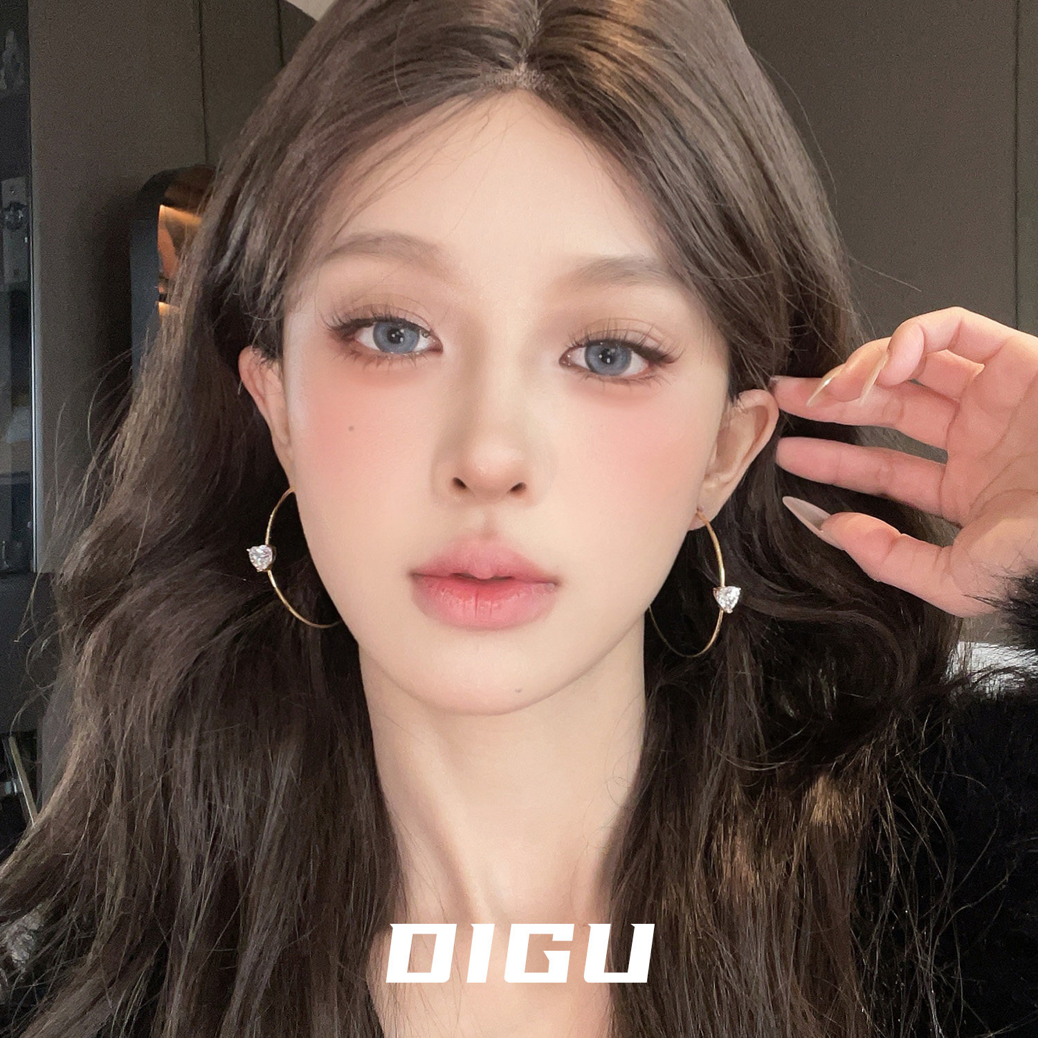 DIGU独特小众细圈爱心闪钻耳圈气质轻奢极简大光圈耳环女镶钻耳饰,饰品/流行首饰/时尚饰品新,耳环,淘宝优惠券,粉丝福利购,淘宝优惠卷