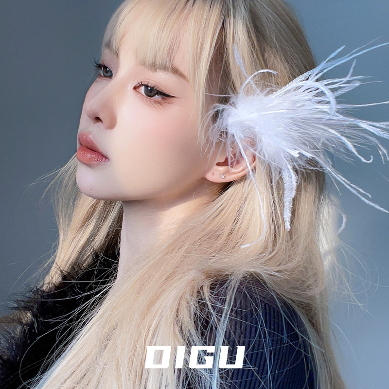 嘀咕家仙气驼鸟毛羽毛发夹