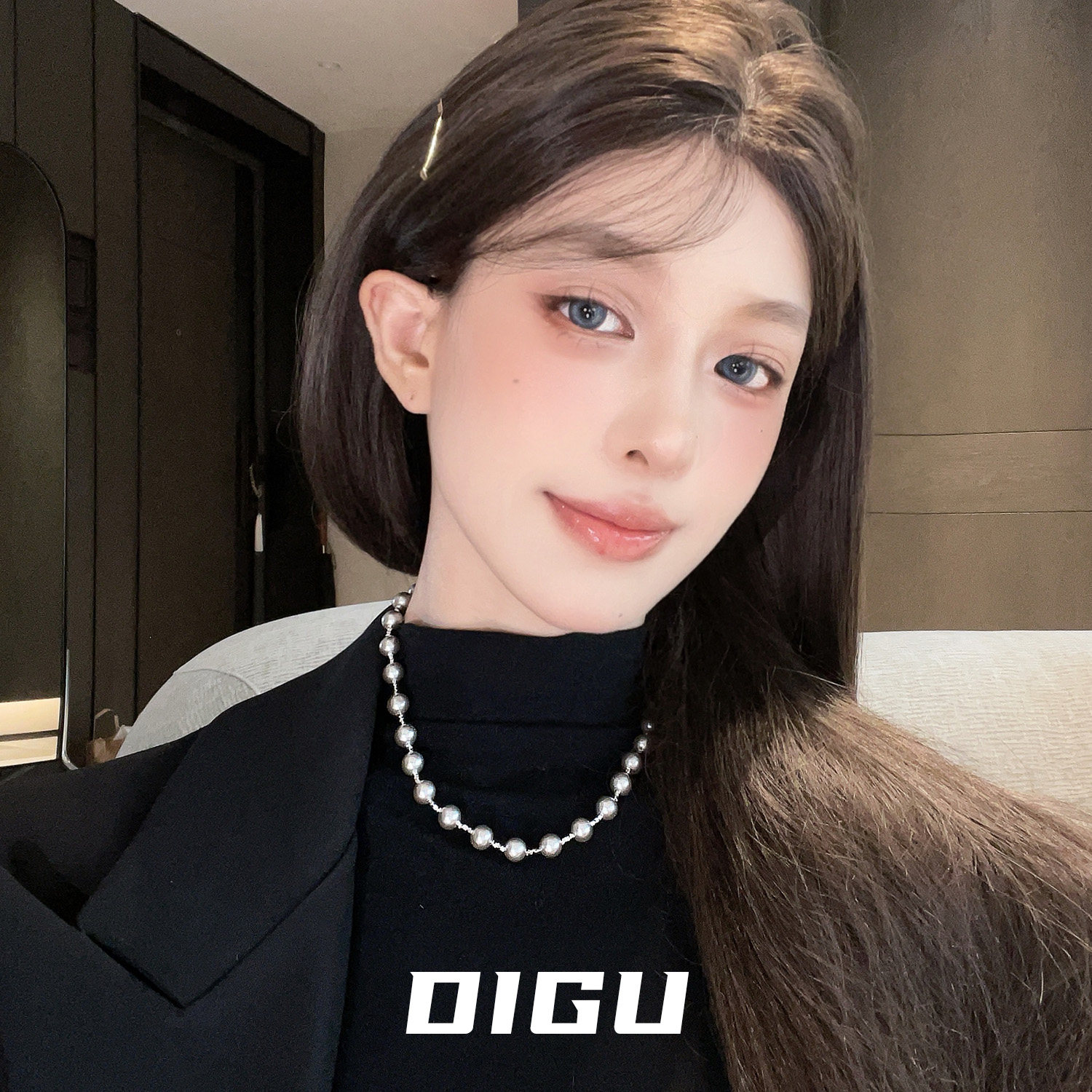 DIGU轻奢高级感珍珠满天星项链气质短款串珠锁骨链精致百搭毛衣链