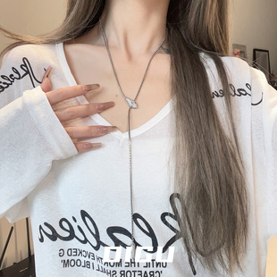 DIGU独特纯欲风Y字形满钻灵蛇项链 轻奢高级感夸张蛇形锁骨链颈链