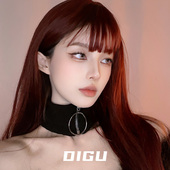 DIGU 秋冬温暖纯棉弹力围脖 气质简约金属圆环拉链针织保暖假领子