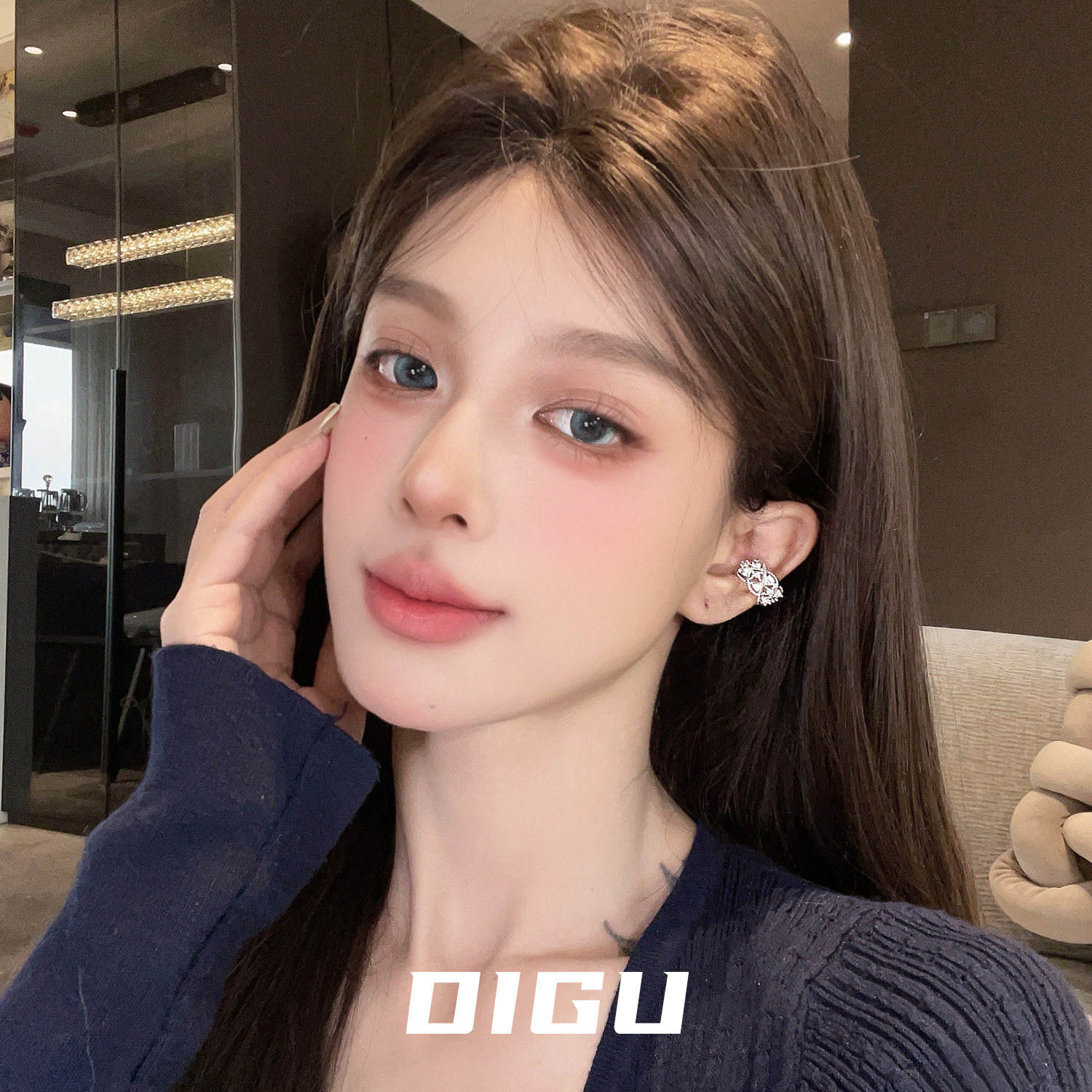 精致镂空微镶闪钻耳夹无耳洞耳饰