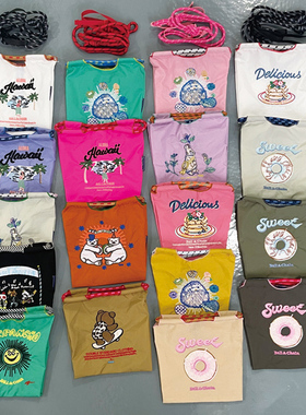 女士mini刺绣手提包斜挎单肩ballchain手拎包便捷迷你环保购物袋