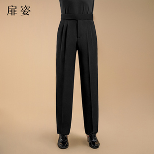 扉姿男士 拉丁高档宽松直筒黑色跳舞比赛国标舞口袋F6006 摩登舞裤