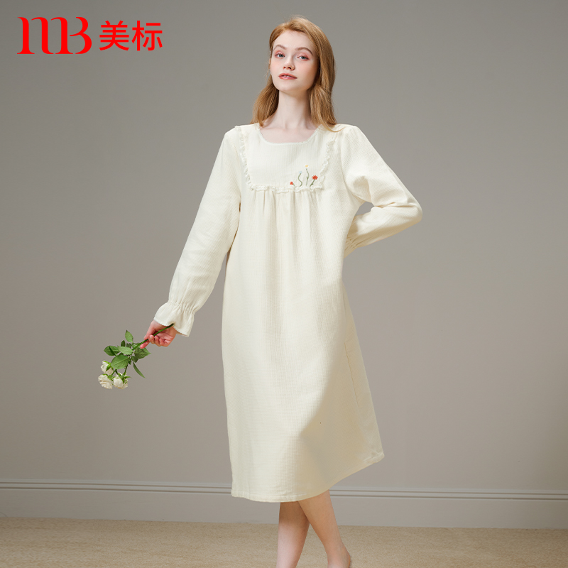 美标纯棉家居服全棉长袖宫廷春秋