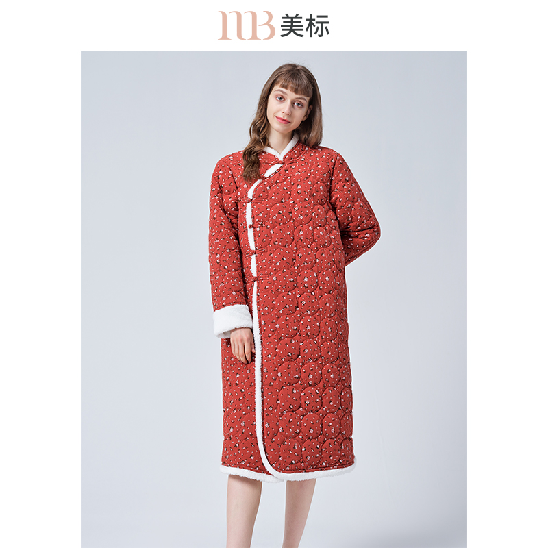 三层睡衣睡袍美标夹棉女