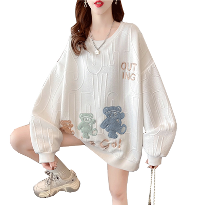 薄款宽松慵懒风提花卫衣女