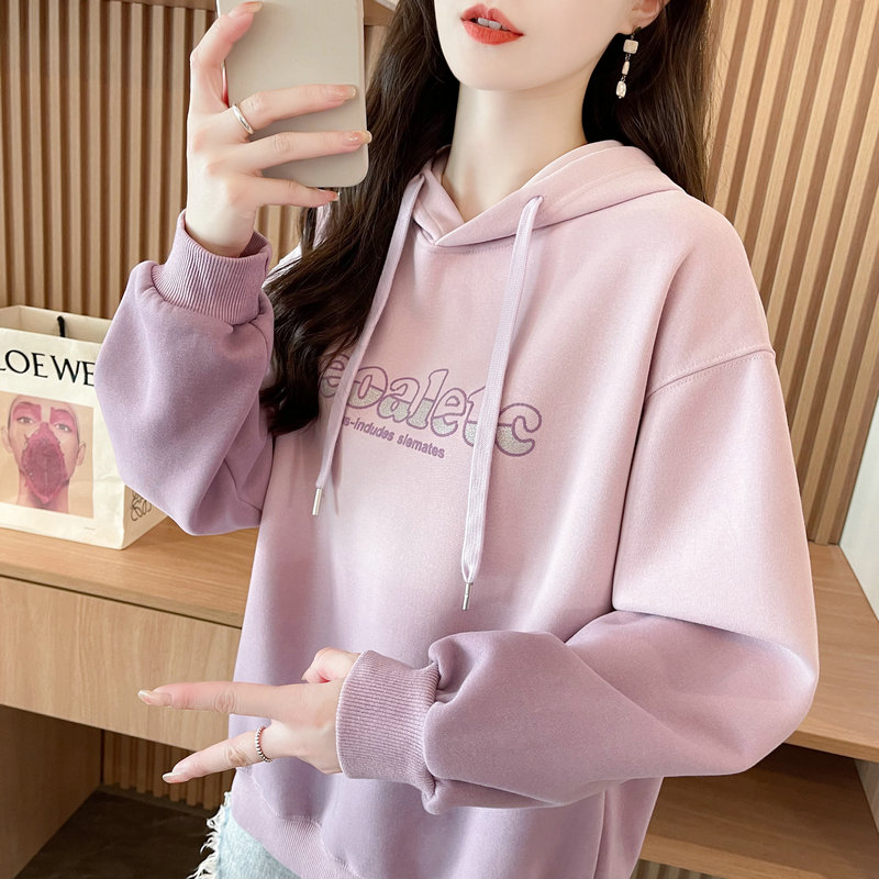 渐变色卫衣女2024新款爆款秋冬季韩版宽松加绒加厚初中生学生外套