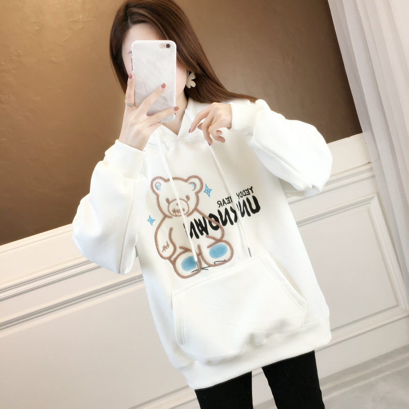 薄款宽松棉韩版毛巾绣卫衣女