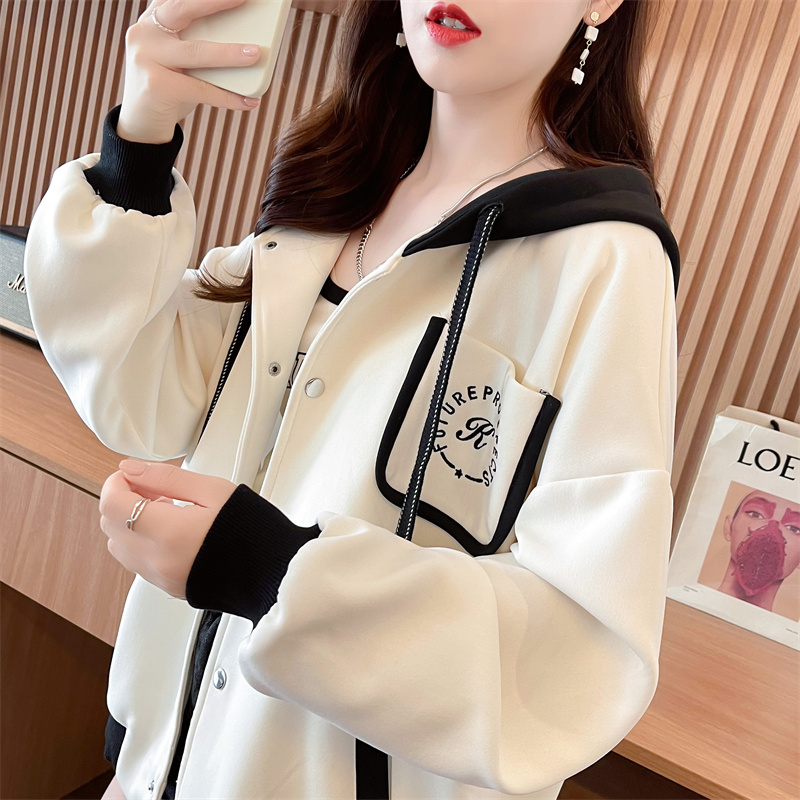 小个子拼色薄款棒球服外套女