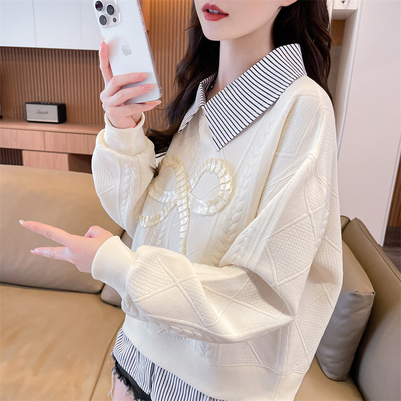 衬衫领卫衣女春秋薄款宽松图片