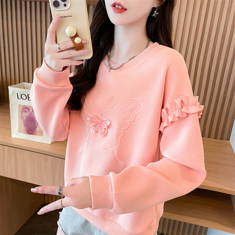 薄款宽松小个子蝴蝶结卫衣女