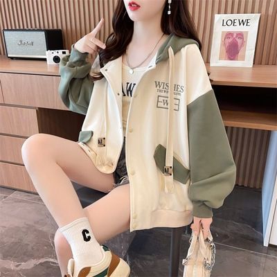 慵懒风撞色棒球服外套女