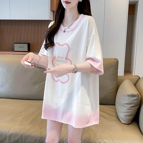 短袖t恤女大码女装渐变色扎染