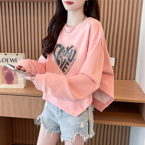 薄款宽松小个子不规则卫衣女