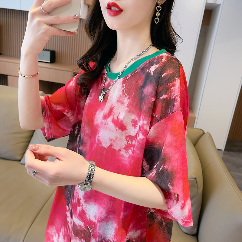 冰丝凉感短袖t恤女夏季韩版宽松大码薄款户外透气运动跑步上衣服