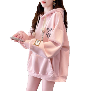 卫衣女秋冬季韩版宽松大码女装设计感小众加绒加厚初中生洋气外套