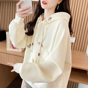 早秋装卫衣女2025新款秋冬季韩版宽松加绒加厚初中生带帽保暖外套