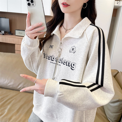 polo领卫衣女春秋薄款宽松