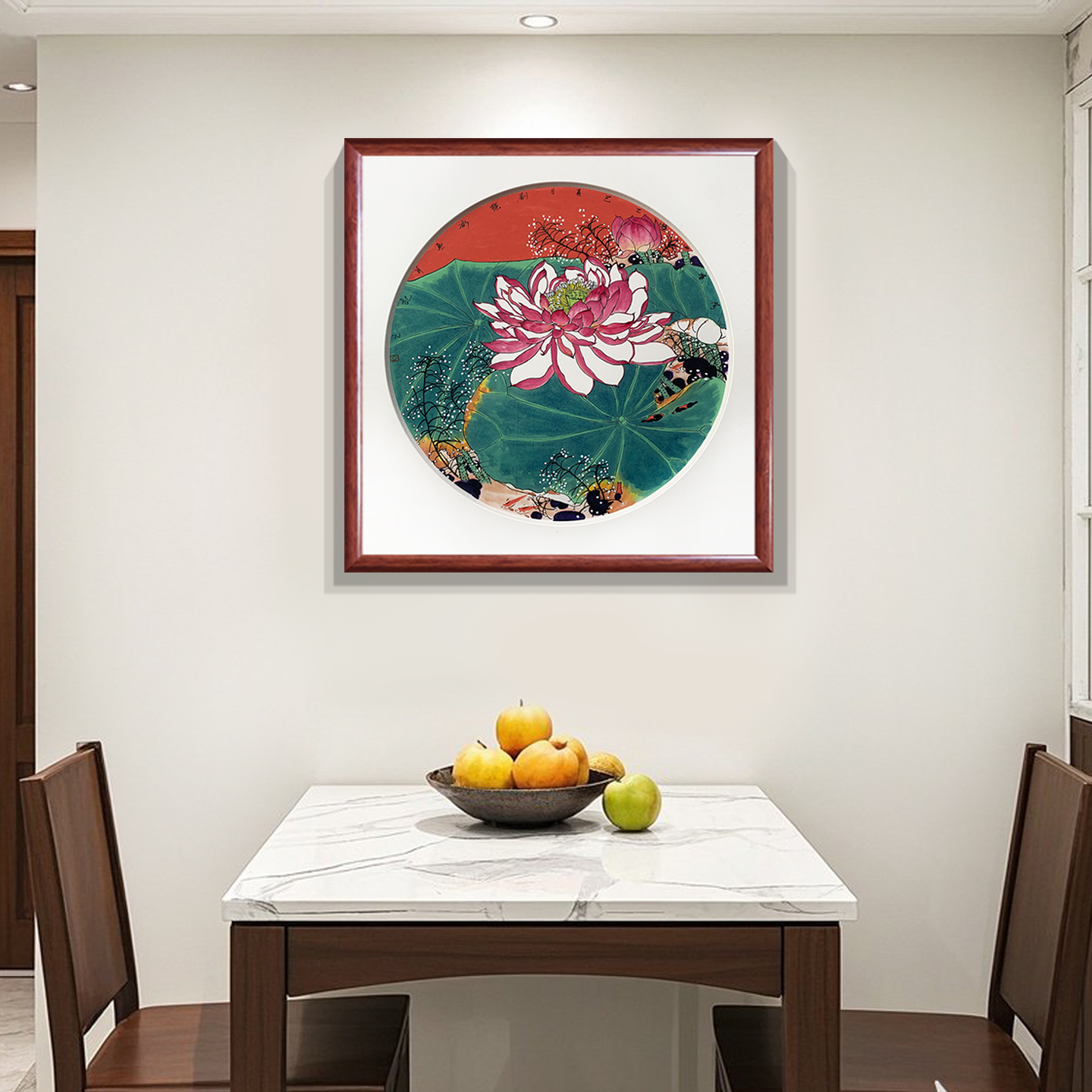 和气生财手绘国画真迹餐厅装饰画