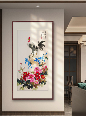 手绘真迹富贵吉祥玄关挂画