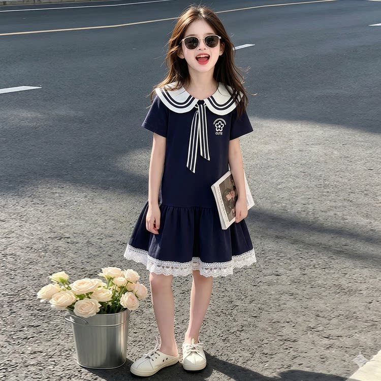 女童套装夏季2026新款洋气儿童时髦韩版蛋糕裙短袖夏装两件套裙子