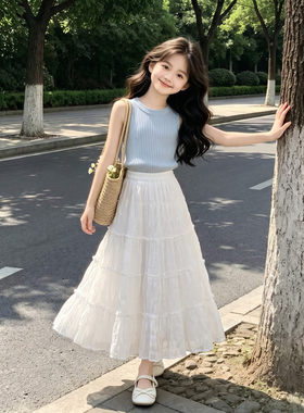 适合初中生穿的裙子夏2026新款超好看短袖夏装女孩洋气半身裙套装