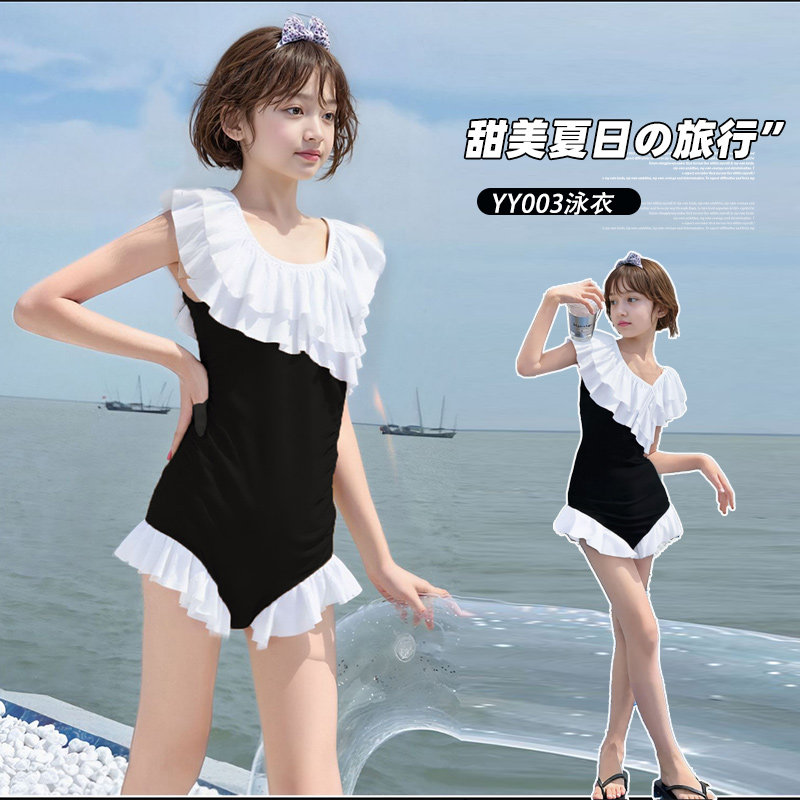 女童绝美泳衣夏季2026新款初中生高颜值游泳衣女大童儿童海边泳装