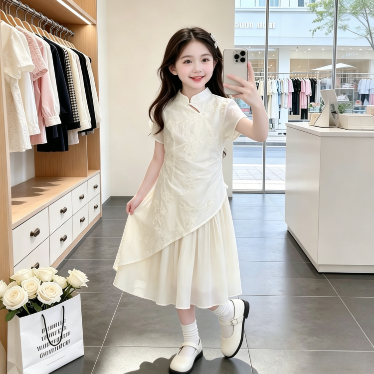 女童新中旗袍裙夏季2026新款儿童洋气国风连衣裙夏装女孩汉服裙子