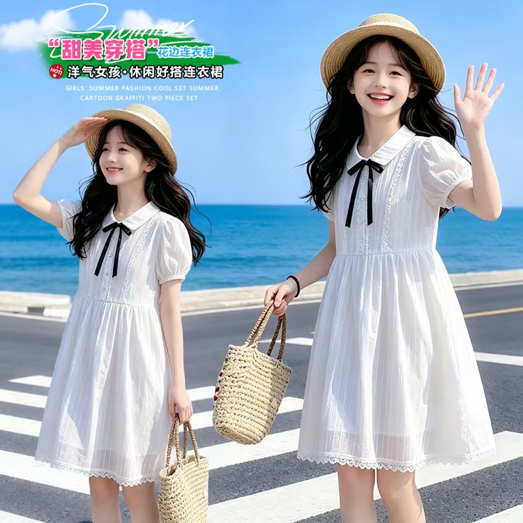 女孩绝美连衣裙夏季2026新款儿童礼服白色公主裙女童裙子夏高级感