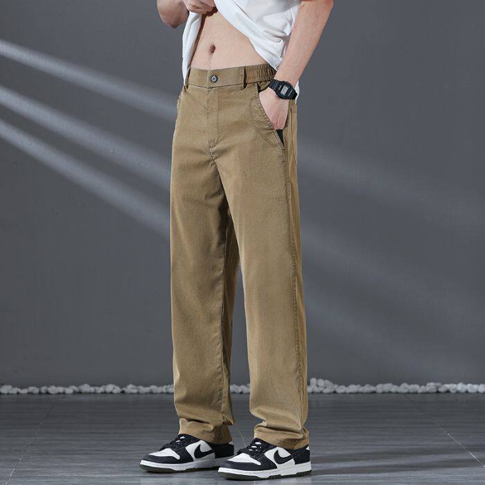 冰丝休闲裤子男款2025夏季新款宽松直筒运动男裤仿牛仔裤男士长裤