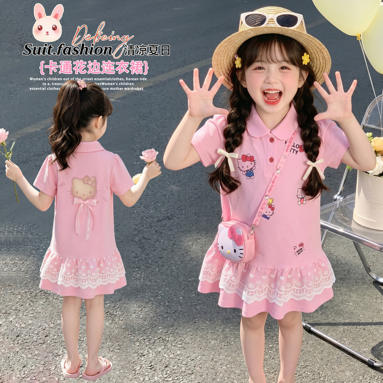 女童polo连衣裙夏装儿童短袖薄款小女孩女宝宝洋气巨好看公主裙子