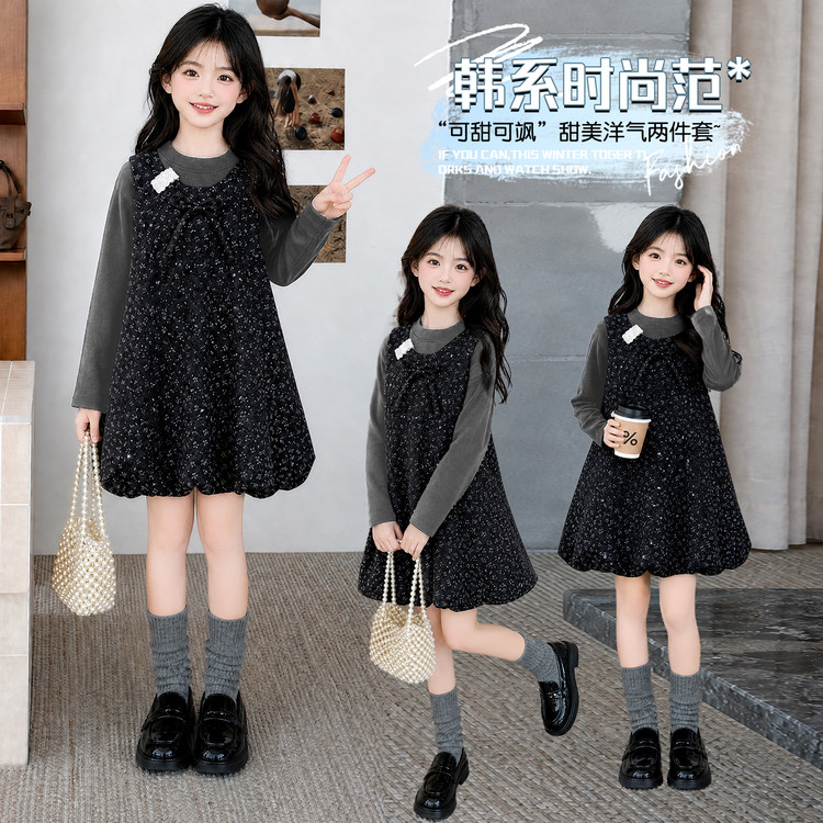 女童秋装2026新款儿童秋季连衣裙小女孩韩系穿搭衣服中大童套装秋