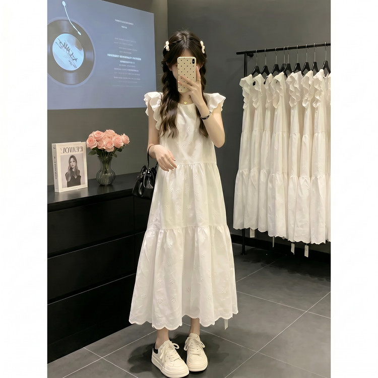 连衣裙青少年女孩白色女童高级感儿童夏日绝美小裙子2026新款衣服