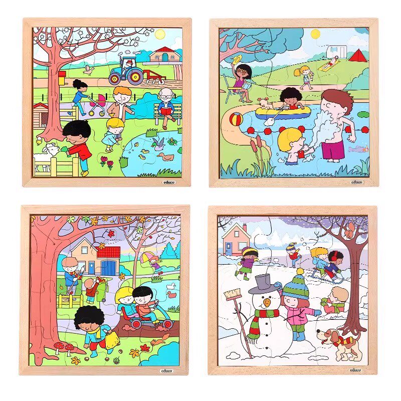 幼龄拼图春夏秋儿童冬季节认知
