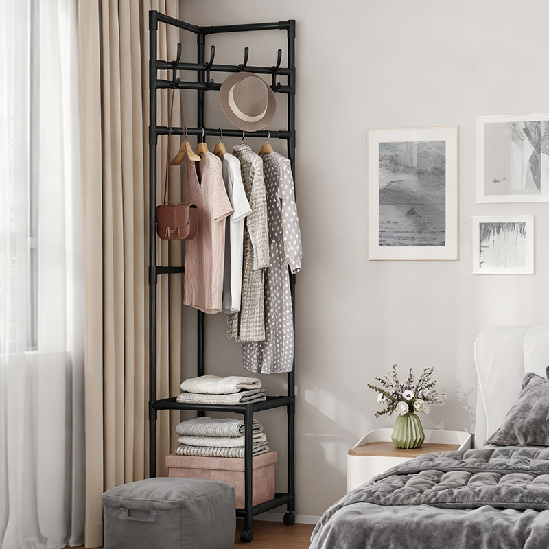 转角衣帽架入户门晾衣架落地加厚
