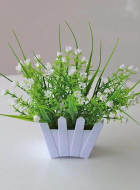 厂家直供仿真盆栽家居装饰桌面摆设铃兰花套装假绿植物小盆景摆件