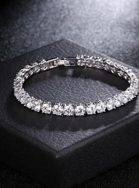 跨境热卖镶钻合金网球线条手链情侣高级感锆石无性别满钻配件首饰