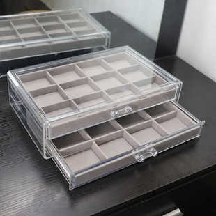 亚克力首饰盒透明抽屉式 戒指耳钉项链手镯饰品大号收纳盒高档精致