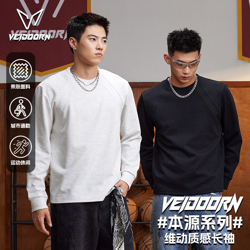 维动本源长袖美式潮牌正肩圆领T