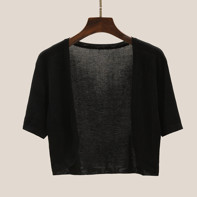 披肩短袖外搭开衫配吊带裙薄款女夏季2025新款针织防晒罩衫