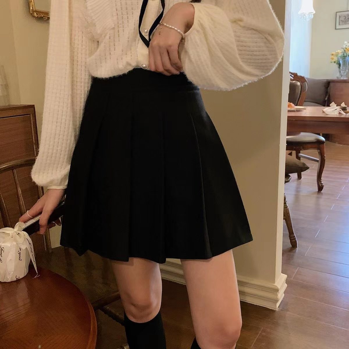 安璃 韩系高腰毛呢百搭显瘦学院减龄百褶裙秋冬季半身裙潮新款,女装/女士精品,半身裙,淘宝优惠券,粉丝福利购,淘宝优惠卷