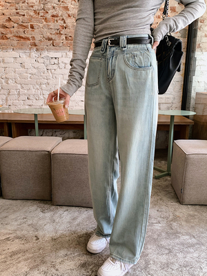 高腰百搭慵懒牛仔裤长裤