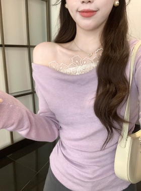 安璃 精致花朵三穿荡领假两件针织毛衣