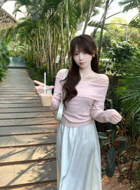 安璃 优雅网纱肩头翻领针织上衣