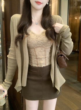 安璃  气质女神范穿搭套装女早秋慵懒风轻熟开衫