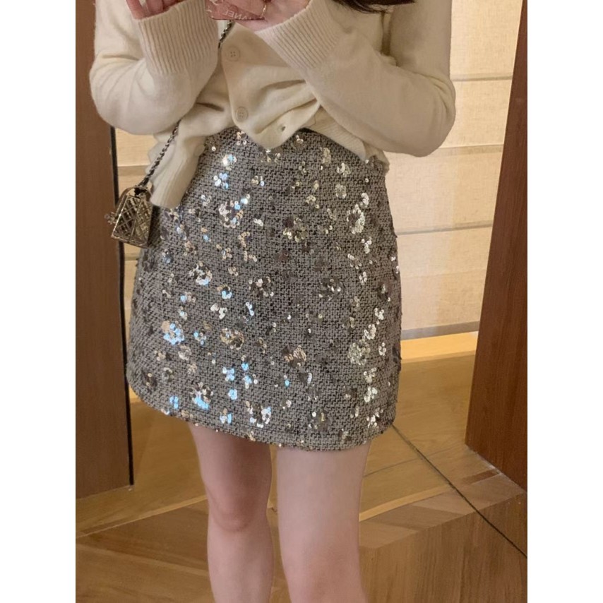安璃 气质小香风亮片半身短裙,女装/女士精品,半身裙,淘宝优惠券,粉丝福利购,淘宝优惠卷
