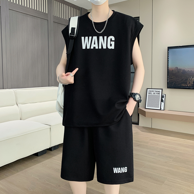 冰丝休闲运动套装男夏季