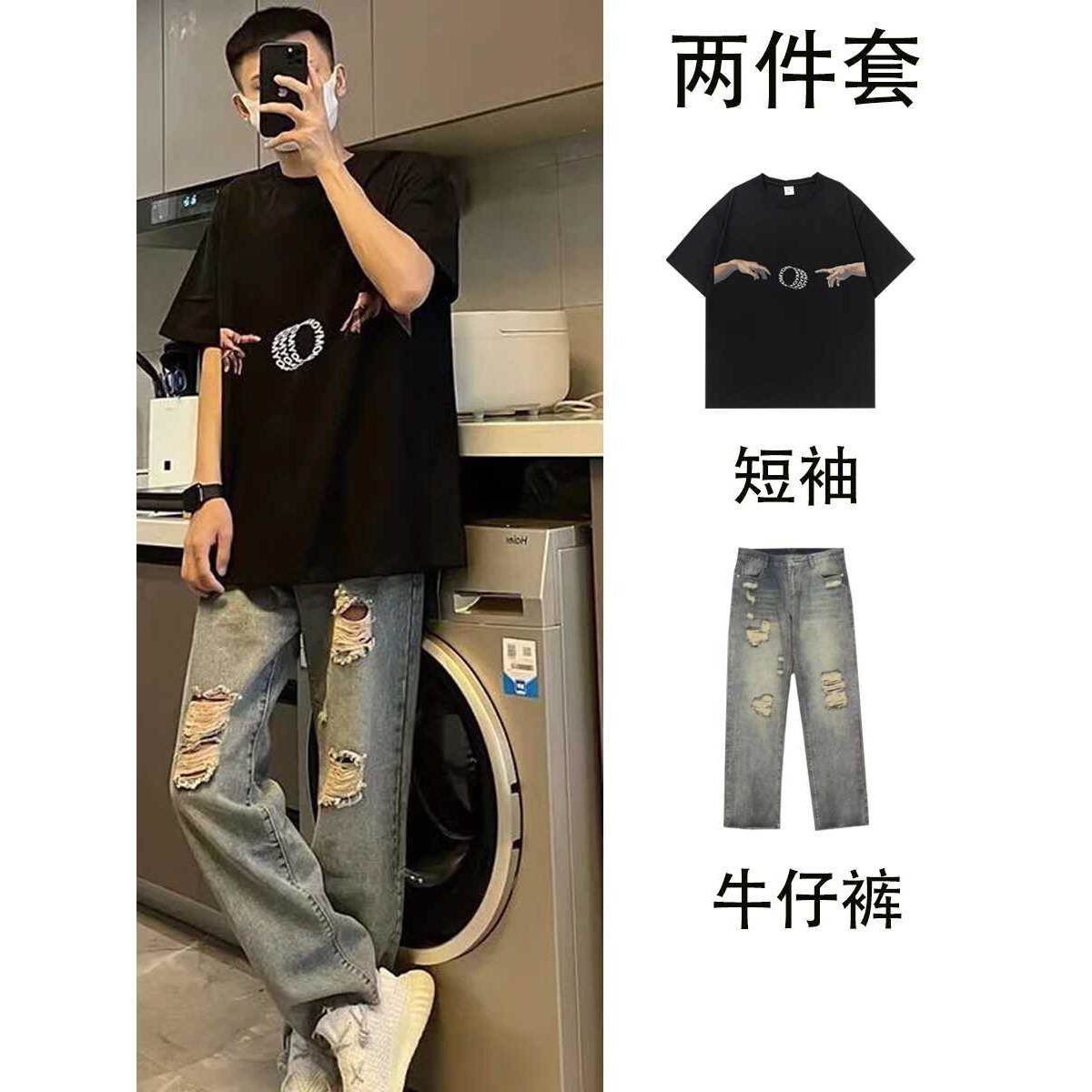 休闲套装男夏季青年潮流